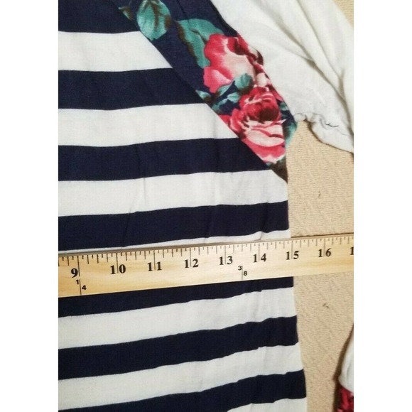Twenty Second 22nd Shirt Womens Small S Pullover Top Blue 3/4 Sleeve Floral - Picture 4 of 7